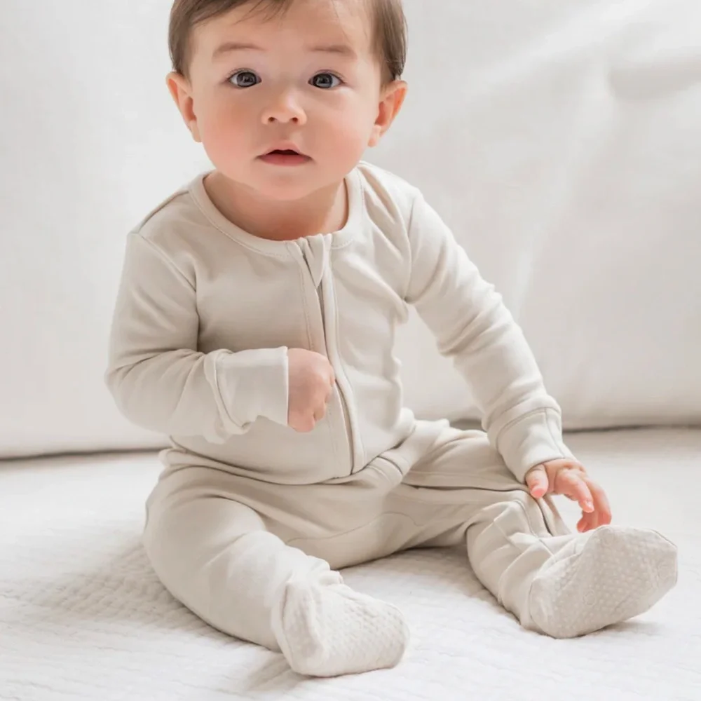 Colored Organics Peyton Zipper Sleeper Natural Size 6-12 months